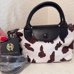 House of Harlow 1960 Cow Print Calf Hair Mini Bag NWT
